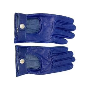 Blue driving leather glove